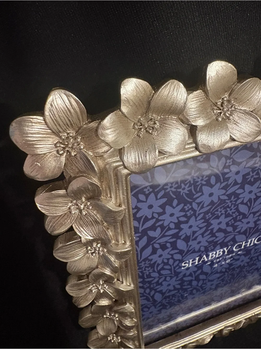 Shabby Chic Silver Floral Border Picture Frame 4x6 Vintage Cottage Decor